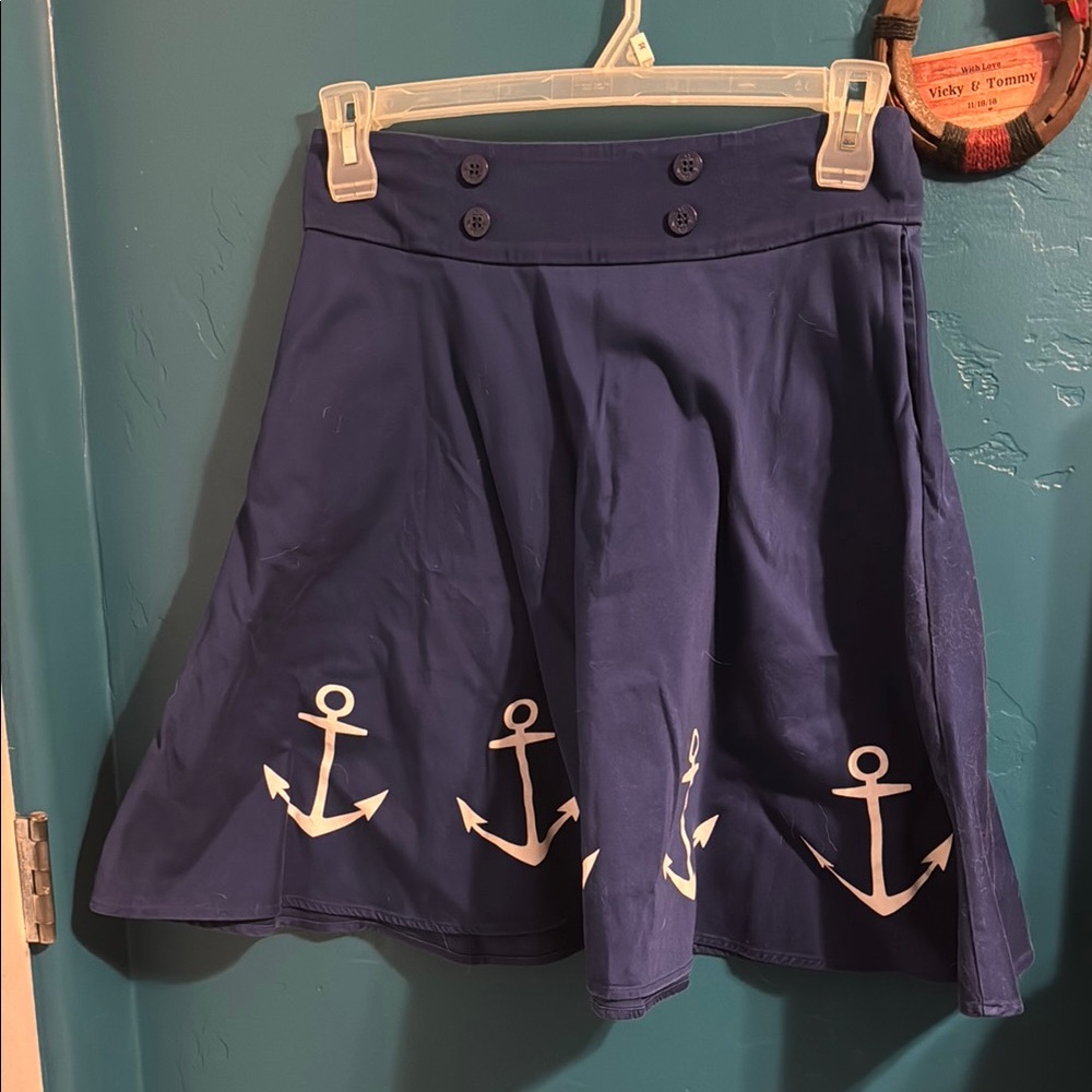 Nautical Navy Blue Skirt with Anchor Design